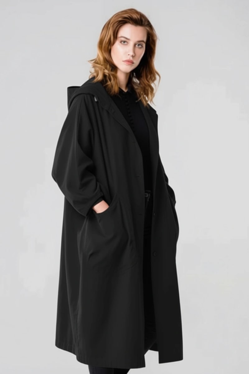 Black One Size Fits All Oversized Water Resistant Windbreaker Jacket