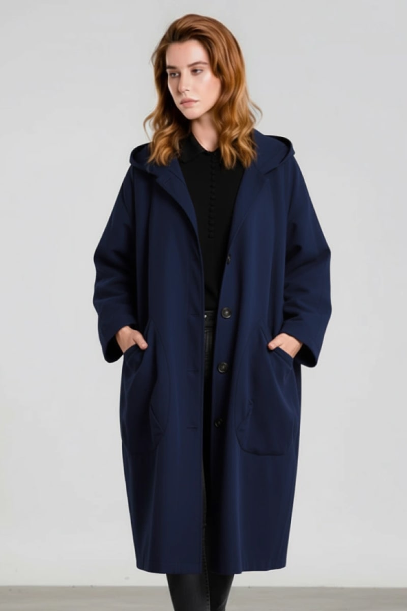 Navy Blue One Size Fits All Oversized Water Resistant Windbreaker Jacket